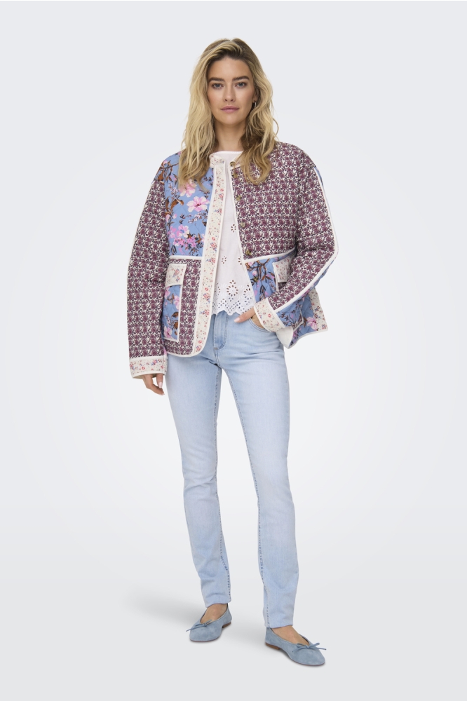ONLSMILLA QUILTED PATCHWORK JACKET 15323550 TOFU/FLOWER&B